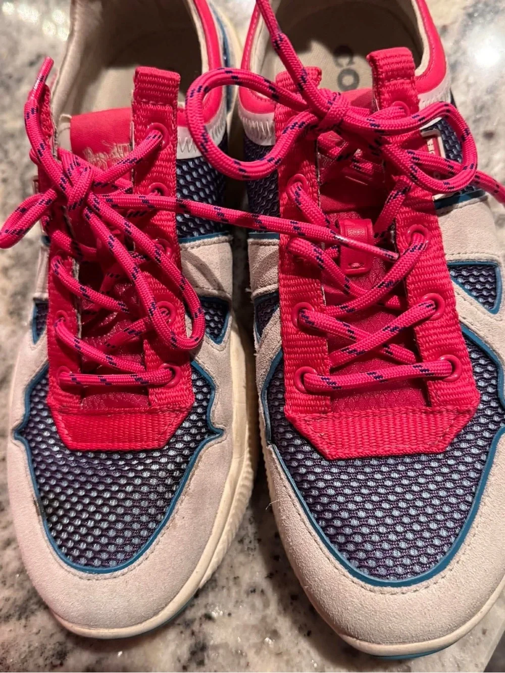 Coach Women's Multi-Colored Sneakers in Pink, Blue & Cream SIZE 10